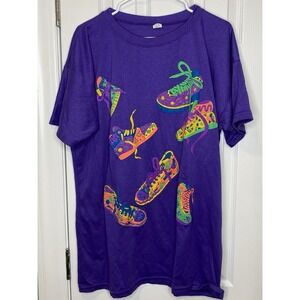 Active Ware Women's Vintage T Shirt "High‎ Top Sneakers" Purple Size XL